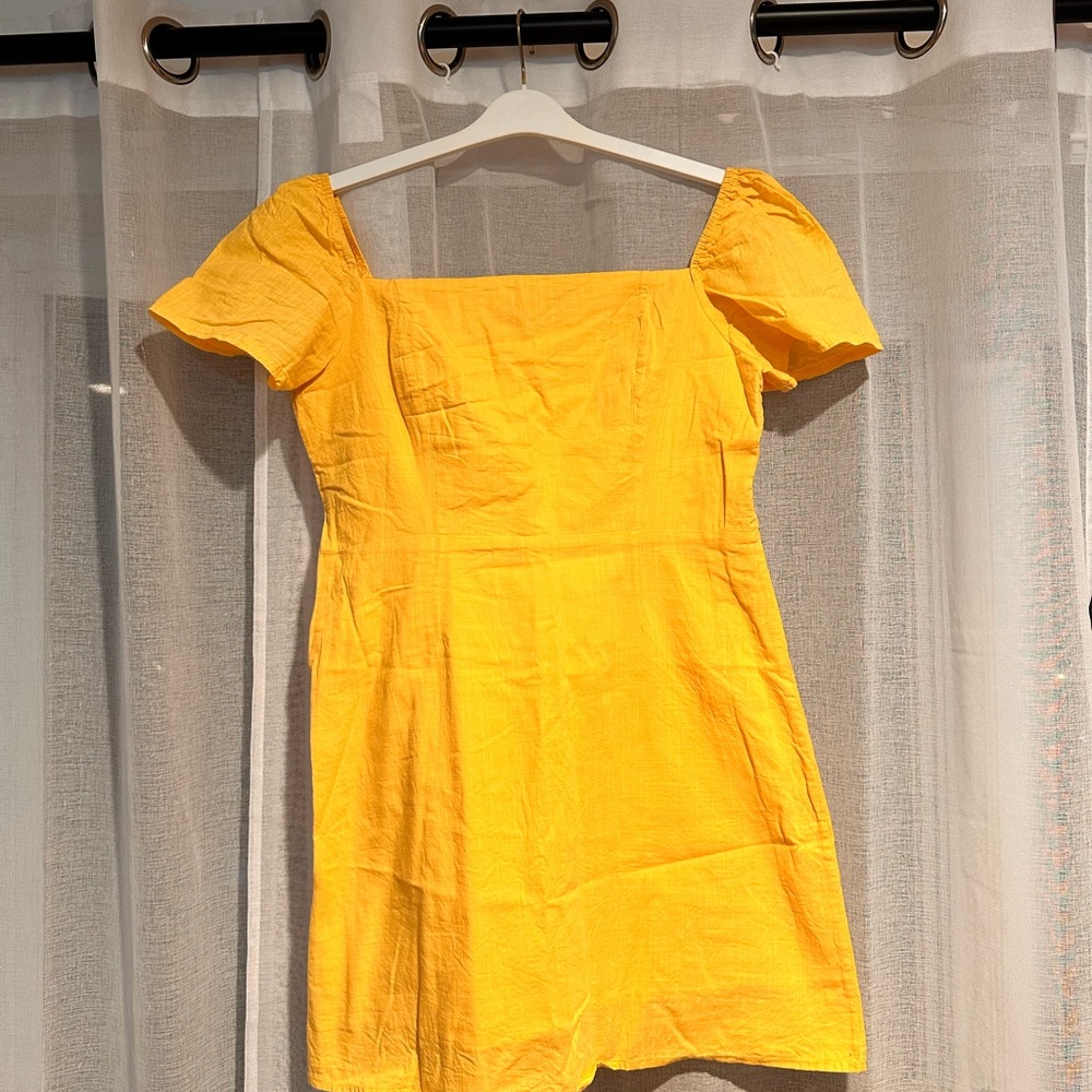 Yellow Puff Sleeve Dress